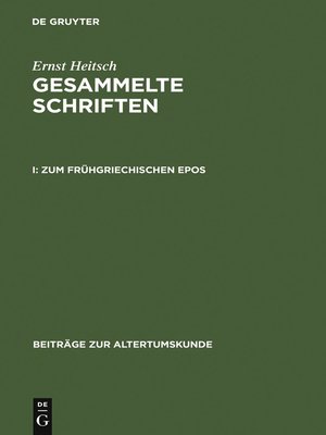 cover image of Zum frühgriechischen Epos